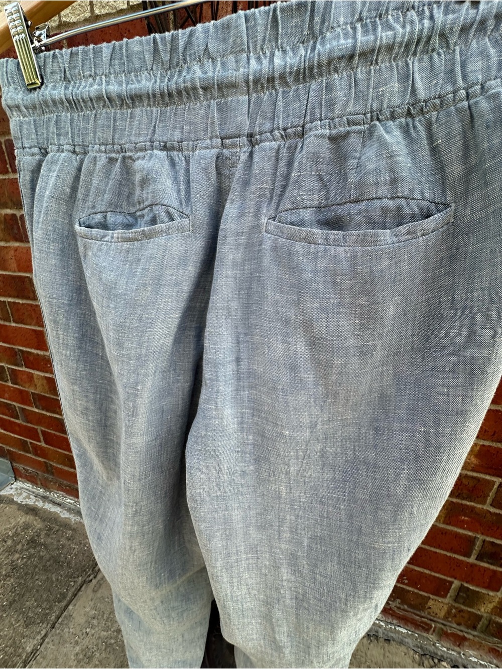 Athleta Linen Light Blue Elastic Waist Jogger Vacation City Coastal Beach Travel - Picture 10 of 13